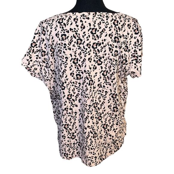 H & M Divided Blouse Women Leopard Animal Print Short Sleeve Sz Large - Picture 6 of 6